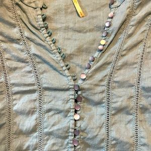 Free People Balloon Sleeve Buttoned Blouse